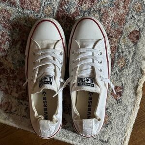 Converse Low Top Sneakers - White with Red Stripe